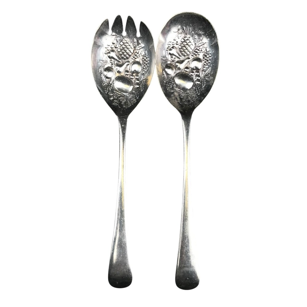 Berry Salad Serving Spoon Set of‎ 2 Silverplate Kings Pattern Sheffield England